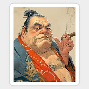 Puff Sumo Smoking a Cigar: "I Smoke Cigars in Moderation; One Cigar at a Time" Magnet